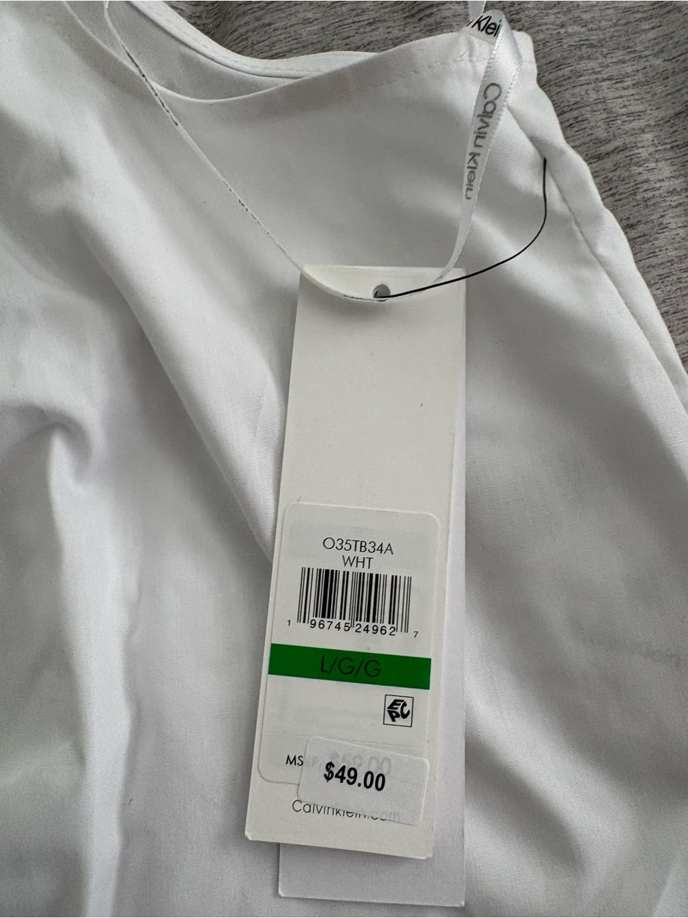 Calvin Klein Jeans White Sleeveless Collared Crop Blouse - Picture 6 of 6